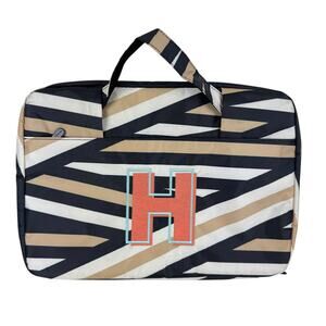 Thirty-One 31 Bags Striped Zippered Laptop Carrying Case Monogrammed H
